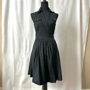 WHBM Black Safari Wrap Dress Collared Size 6